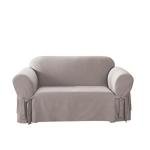 Gray Cotton Duck Loveseat Slipcover, Machine Washable