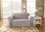 Gray Cotton Duck Loveseat Slipcover, Machine Washable