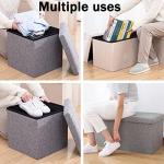 ZLY Folding Stool Storage Ottoman with Foot Rest