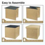 ZLY Folding Stool Storage Ottoman with Foot Rest