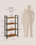 VASAGLE Industrial 4-Tier Bookshelf in Rustic Brown