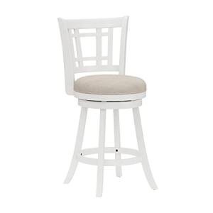 Fairfox White Swivel Counter Stool with Lattice Back