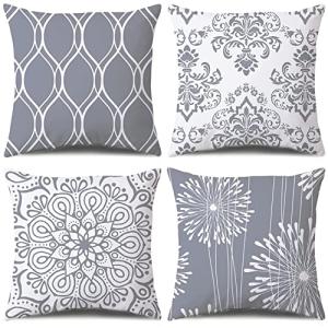 Grey and White Decorative Throw Pillow Covers Set