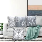 Grey and White Decorative Throw Pillow Covers Set
