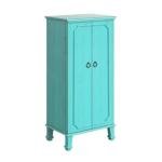 Turquoise Jewelry Armoire with Mirror and Drawers