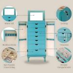Turquoise Jewelry Armoire with Mirror and Drawers