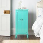 Turquoise Jewelry Armoire with Mirror and Drawers