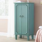 Turquoise Jewelry Armoire with Mirror and Drawers