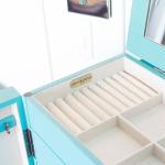 Turquoise Jewelry Armoire with Mirror and Drawers