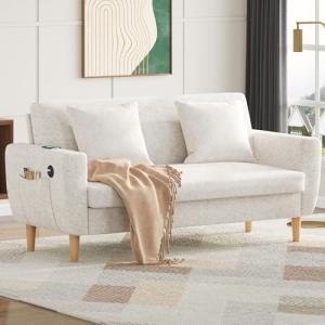 Beige 66" Mid Century Modern Loveseat Sofa