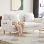 Beige 66" Mid Century Modern Loveseat Sofa