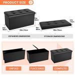 Cosyland Foldable Ottoman Bench with Storage - Black