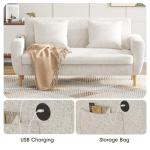 Beige 66" Mid Century Modern Loveseat Sofa