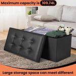 Cosyland Foldable Ottoman Bench with Storage - Black