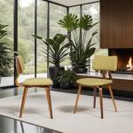 Jaguar Mid-Century Dining Chair, Walnut & Green