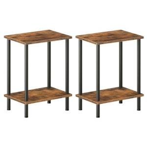 Set of 2 Rustic End Tables with Storage
