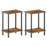 Set of 2 Rustic End Tables with Storage