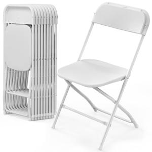 VINGLI 10 Pack White Folding Chairs for Events