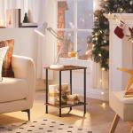 Set of 2 Rustic End Tables with Storage