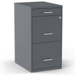 3-Drawer Lockable File Cabinet, Mobile Charcoal