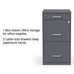 3-Drawer Lockable File Cabinet, Mobile Charcoal