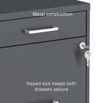 3-Drawer Lockable File Cabinet, Mobile Charcoal