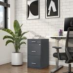 3-Drawer Lockable File Cabinet, Mobile Charcoal