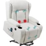 Modern Linen Electric Power Lift Recliner - Ivory