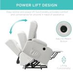 Modern Linen Electric Power Lift Recliner - Ivory