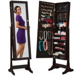 Freestanding Jewelry Armoire with Mirror and Storage