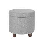 Light Gray Upholstered Round Storage Ottoman