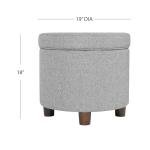 Light Gray Upholstered Round Storage Ottoman