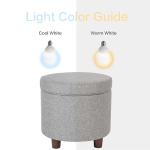 Light Gray Upholstered Round Storage Ottoman