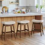 Set of 3 Farmhouse Saddle Seat Bar Stools