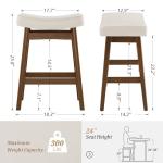 Set of 3 Farmhouse Saddle Seat Bar Stools