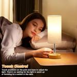 Dimmable Wood Bedside Table Lamp with USB Charging