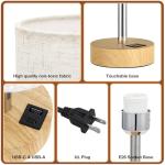 Dimmable Wood Bedside Table Lamp with USB Charging