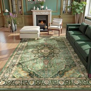 Boho Green 5x7 Washable Area Rug