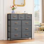 YITAHOME 9-Drawer Fabric Dresser in Dark Grey