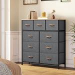 YITAHOME 9-Drawer Fabric Dresser in Dark Grey