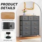 YITAHOME 9-Drawer Fabric Dresser in Dark Grey