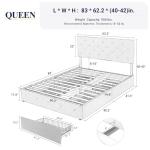 Queen Size Platform Bed with Storage and Headboard