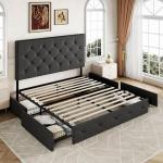 Queen Size Platform Bed with Storage and Headboard