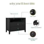 Her Majesty Black 2 Drawer Nightstand by Novogratz