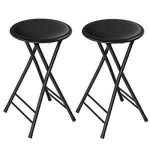 Set of 2 Backless Bar Stools – 24-Inch Black