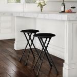 Set of 2 Backless Bar Stools – 24-Inch Black