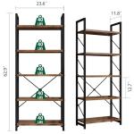 Modern 5-Tier Rustic Brown Bookshelf for Storage