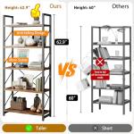 Modern 5-Tier Rustic Brown Bookshelf for Storage