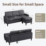Compact L-Shaped Sectional Sofa with Ottoman