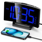 Modern Digital Alarm Clock with Blue LED Display